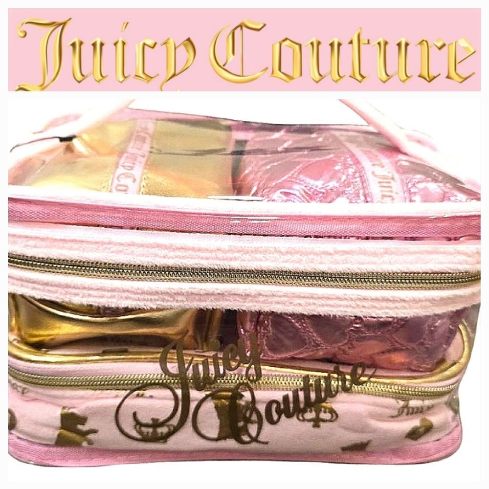 Juicy Couture Signature Logo Scottie Dog/Quilted Heart Nested 3-PC Cosmetic Bags